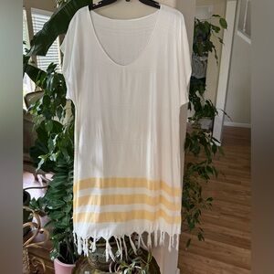 Soft 100% Turkish Cotton Beach Dress for Women Short Sleeve Cover Up